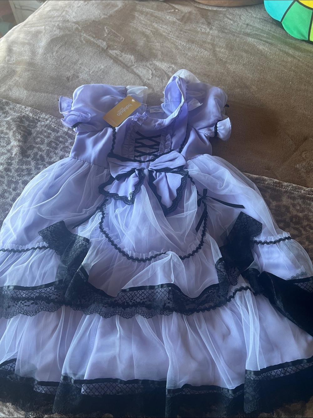 Lavender & Black Girls' Ruffle Princess Costume Dress